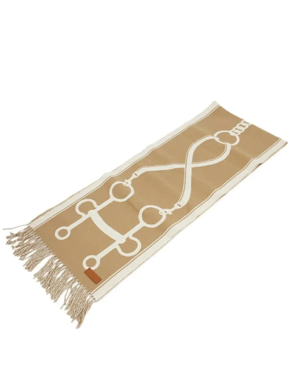 Hermes Heaven Scarf Molle Cashmere Beige Bicolor Fringe Shawl